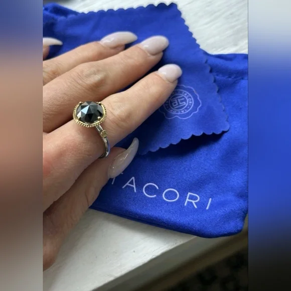 TACORI Sterling Silver and 18kt Gold Simply Gem Ring Hematite Gemstone Size 7 - Picture 3 of 3